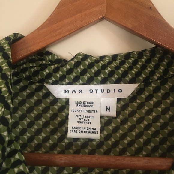 Max studio long sleeve blouse dress green & black - Picture 2 of 4